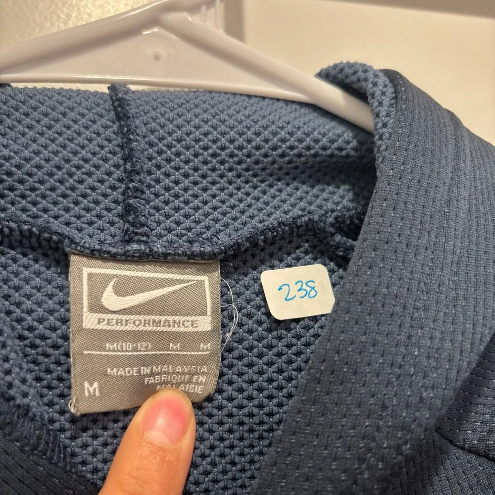 Nike‎ Vintage Center Swoosh Hoodie Sweater Navy Blue Mesh Sweater Boys Small